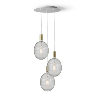 Daylight Italia Kit l&aacute;mpara colgante con 3 pantallas E27 blanco-oro