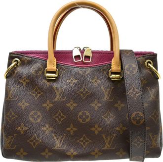 Louis Vuitton Pallas Tote Monogram Canvas With Leather Brown Canvas Handbag (Pre-Owned)