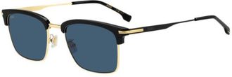 BOSS Blue-lens sunglasses with black and gold-tone frames