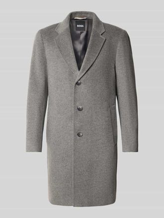 HUGO BOSS Slim Fit Wollmantel mit Reverskragen Modell HYDE in Mittelgrau, Gr&ouml;&szlig;e 46