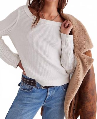 Free People Swing Cable Cuff Long Sleeve Top In Ivory