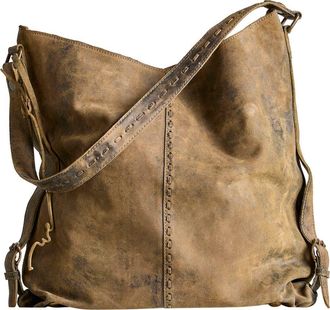 Free People Dallas Distressed Leather Shoulder Bag in Sandblasted Khaki at Nordstrom