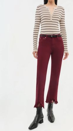 SIMKHAI River High Rise Straight Jeans In Oxblood