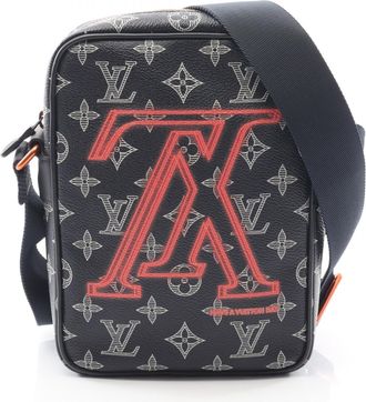 Louis Vuitton Navy Red Color White Coated Canvas Monogram Pvc Leather Shoulder Bag (Pre-Owned)