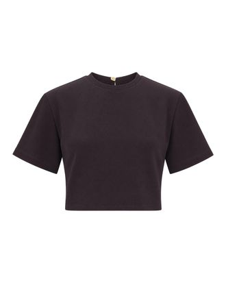Sessun Black Murza Mocambo Textured Satin Cropped Top