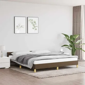 vidaXL Cama Sin Colch&oacute;n De Tela Marr&oacute;n Oscuro 180x200 Cm Vidaxl