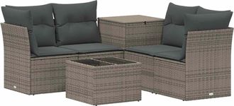 vidaXL Juego De Sof&aacute; 6 Uds. Gris Y Gris Oscuro Rat&aacute;n Sint&eacute;tico Y Acero Vidaxl