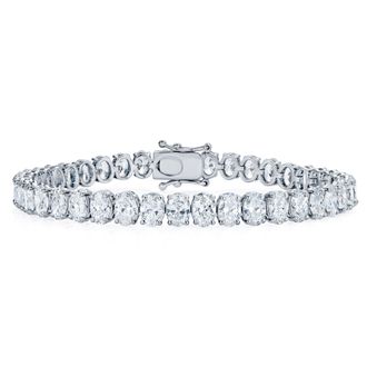 The Diamond Store LUXE 15.00ct Lab Diamond Tennis Bracelet with IGI Certified Oval-Cut Diamonds in 18K White Gold