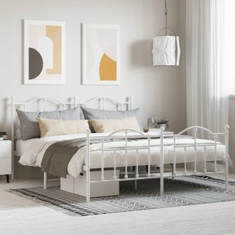 Berkfield Home Metal Bed Frame with Headboard & Footboard White 183x213 cm