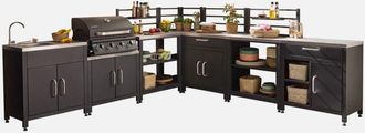 Sweeek Cucina da esterno, 6 moduli e barbecue a gas, 4 bruciatori