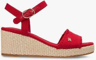 Tommy Hilfiger Womens Woven Wedge Espadrille Sandal - Red - US 6.5 / EU 37