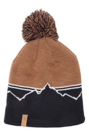 Rainforest Mountain Stripe Pom Beanie in Toffee Hthr/Navy Combo at Nordstrom Rack