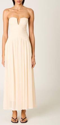 Nia Beverly Ruched Strapless Chiffon Maxi Dress in Ivory at Nordstrom, Size X-Large