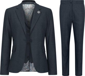 TruClothing TPW - Suit 3 Piece Prince Of Wales Check Tailored Fit Business Formal Ladies Dress