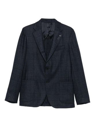Lardini checked patch-pocket blazer - Blue