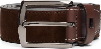 Tommy Hilfiger Lederg&uuml;rtel TOMMY HILFIGER DENTON ELEVATED SUEDE 3,5 cm breit, Herren, Gr. 11,5, rich walnut, Rindsleder, G&uuml;rtel Lederg&uuml;rtel, aus Wildleder, kontrastf