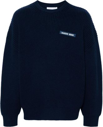 Marine Serre logo-patch sweater - unisex - Merino - M - Blue