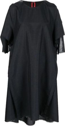 Maison Margiela Zwarte Midi Jurk met Mohair en Wol - Dames - Casual kleedjes - Zwart - XS - Wol - Kleedjes