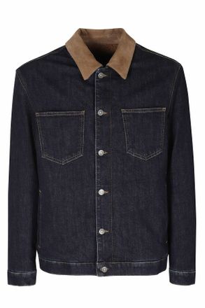 Dondup Blue Velvet Collar Denim Jacket