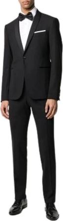 Emporio Armani Single Breasted Suit - Heren - Business pakken - Zwart - M - Wol - Kostuums