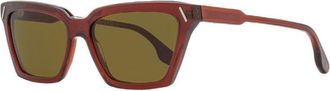 Victoria Beckham Sunglasses Cat Eye Full Rim, Red Frame And Brown Lens
