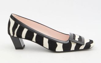 Roger Vivier Womens Belle Pony Pumps - Black Leather - Size EU 36