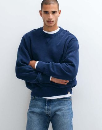 Abercrombie & Fitch felpa girocollo essenziale navy-blu navy