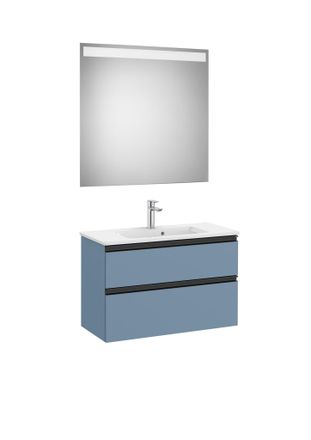 Roca Pack Mueble The Gap 500x380 2 Cajones + Espejo Eidos Azul Mate