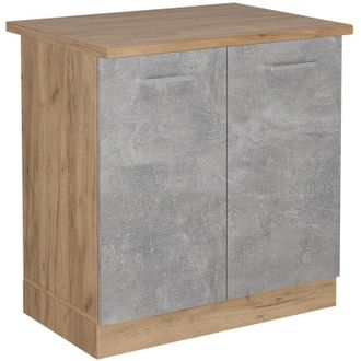 Vicco Armario Bajo Para Fregadero R-line, Hormig&oacute;n, 80 Cm, Et Roble