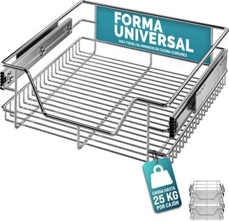 Deuba Casaria 2x Caj&oacute;n Telesc&oacute;pico Armario Cocina 50cm Extra&iacute;ble Carga 20kg
