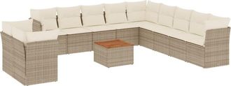vidaXL Set De Sof&aacute;s De Jard&iacute;n 12 Pzas Y Cojines Rat&aacute;n Sint&eacute;tico Marr&oacute;n Vidaxl