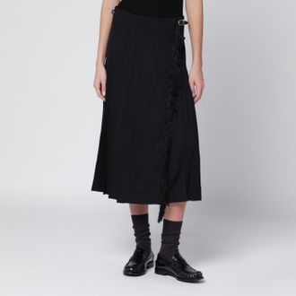 Durazzi Milano Black Virgin Wool Wrap Skirt