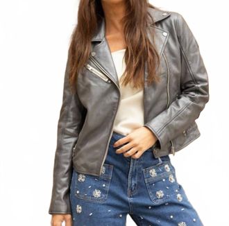 Mauritius Sofia Leather Jacket In Grey