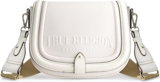 True Religion Distressed Logo Denim Saddle Bag