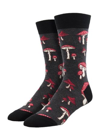 Socksmith Pretty Fly For A Fungi, Charcoal Heather, 10-13 (Mens Shoe Size 7-12.5)