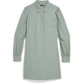Vineyard Vines Long Sleeve Plaid Wool Blend Popover Shirtdress in Quinn Plaid Balsam at Nordstrom, Size X-Small