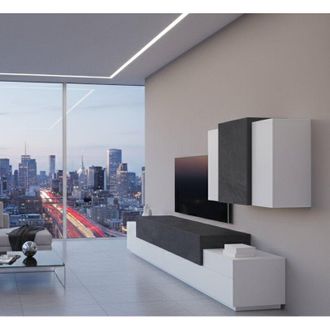 Dmora Parete Attrezzata - Modulabile 11 Ripiani, Bianco Lucido, -, 240x45x180h cm Carapegua