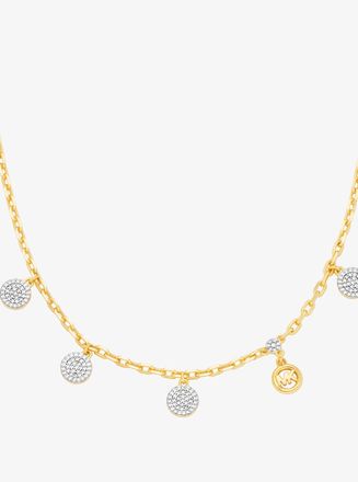 Michael Kors Brass Pav&eacute; Disk Charm Necklace