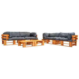 vidaXL Muebles De Jard&iacute;n De Palets Con Cojines Grises 6 Piezas Madera Vidaxl