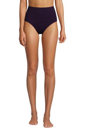 Lands End Chlorine Resistant Pinchless High Waisted Bikini Bottoms in Blackberry at Nordstrom, Size 16