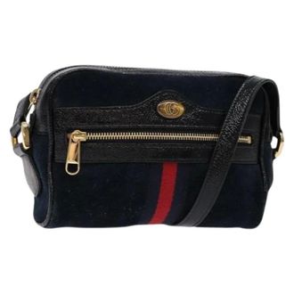 Gucci Pre-owned Suede gucci-bags - Dames - Pre-owned - Blauw - Maat: ONE Size Su&egrave;de