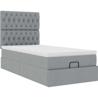 vidaXL Cama Otomana Con Colch&oacute;n Gris Claro 100x200 Cm Tela Vidaxl