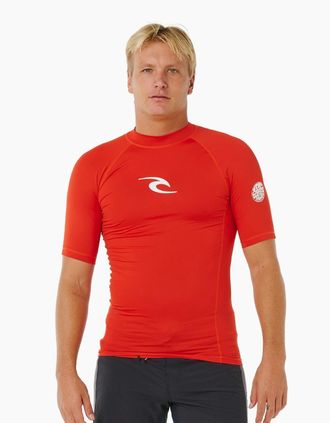 Rip Curl Mens Rip Curl Mens Waves Short Sleeve Rash Vest - Lava Red - Size: 44