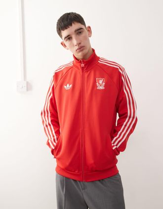 adidas adidas Football - Liverpool - Giacca rossa e bianca con zip-Rosso