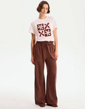 Omnes Womens Check Boyfriend T-Shirt in White - Size: 18/16