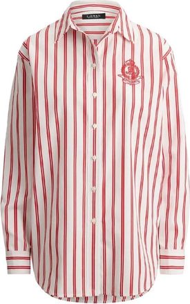 Ralph Lauren Gestreept geborduurd overhemd - Dames - Overhemden - Rood - S - Katoen - Overhemden