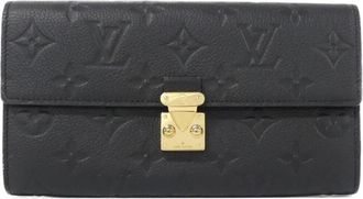 Louis Vuitton Black Leather Long Wallet (Bi-Fold) (Pre-Owned)