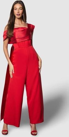 Coast Bardot Contrast Twill Jumpsuit in Red at Nordstrom, Size 6