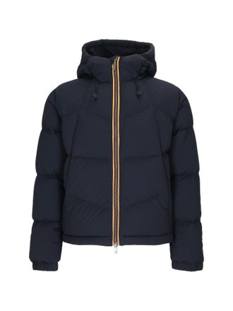 K-Way Padded Short Jacket With Quilted Design And Contrasting Trim