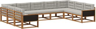 vidaXL Conjunto De Sof&aacute;s De Exterior 9 Uds. Natural Y Gris Claro Vidaxl
